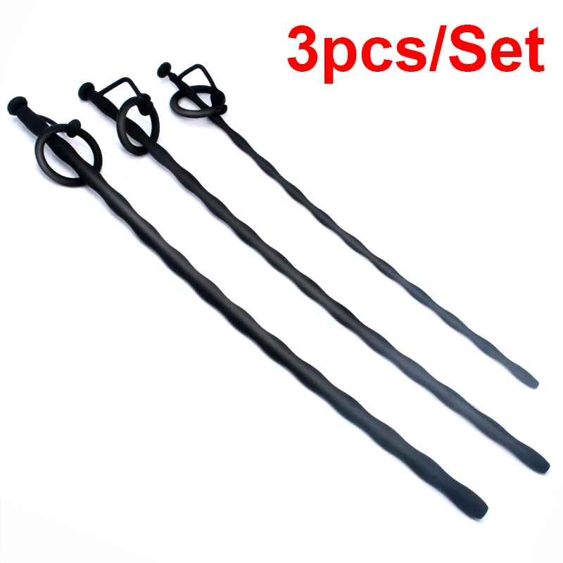 3pcs Urethral Toys Stimulator For Men Silicone Sounding Set Solid Hollow Urethral Dilators Catheters Male Masturbation Tools