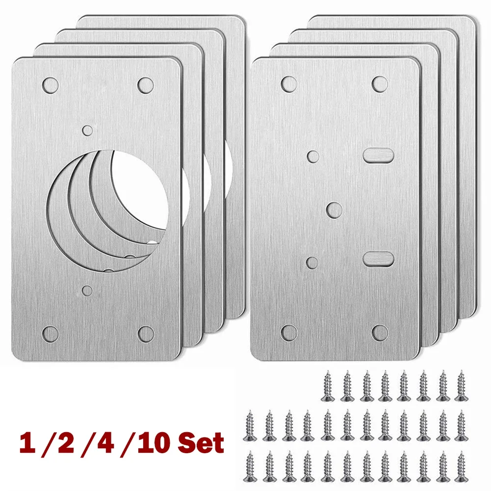 1/2/4/10Pair Hinge Repair Plate Cabinet Furniture Drawer Table Repair Mount Tool Hardware Stainless Steel Hinge Fixing Plate