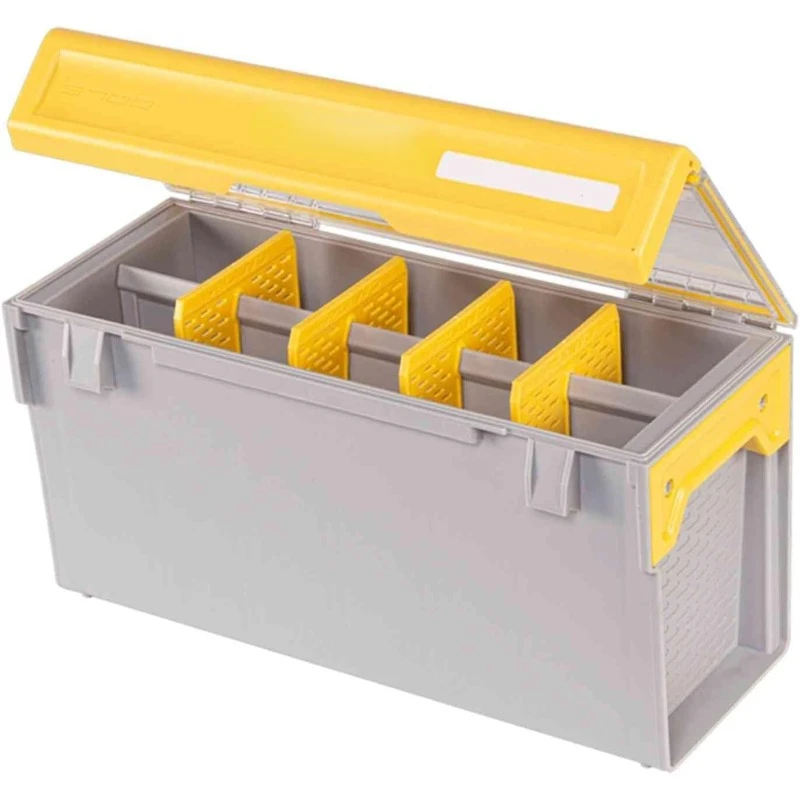 EDGE Premium Spinnerbait Tackle Utility Box, Clear and Yellow, Rust-Resistant Storage, Waterproof Tackle Tray Organizer