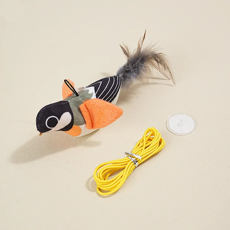 Simulation Realistic Sound Plush Bird Shape Cat Toy Dangle Interactive Toys Feather Teasing Cat Toy Pet Cat Toy Pet Supplies