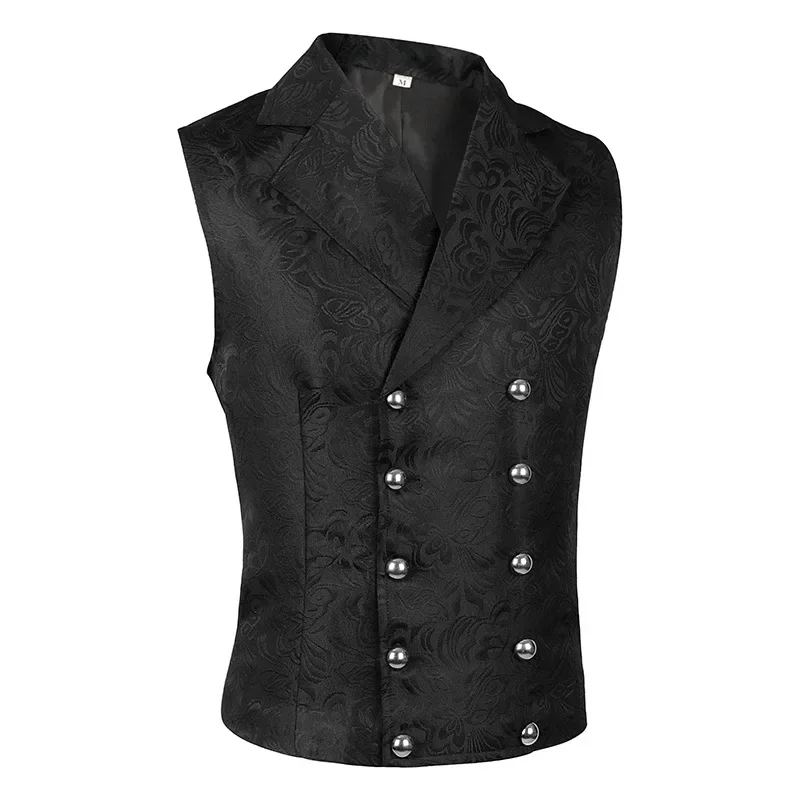 

Halloween Costume Vintage Victorian Men Suit Vest Steampunk Gothic Medieval Jacquard Double Breasted Sleeveless Waistcoat Party