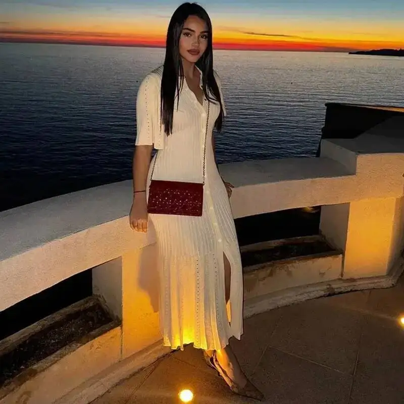 

Модное лоскутное плиссированное макси женское элегантное вязаное длинное платье с рюшами по подолу женское новое летнее вечернее платье Vestidos