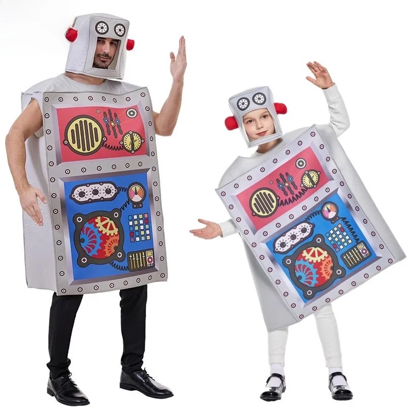 

Halloween Family Robot Cosplay Performance Costume Party Kindergarten Event Small Robot Performance Outfit Stage Costume