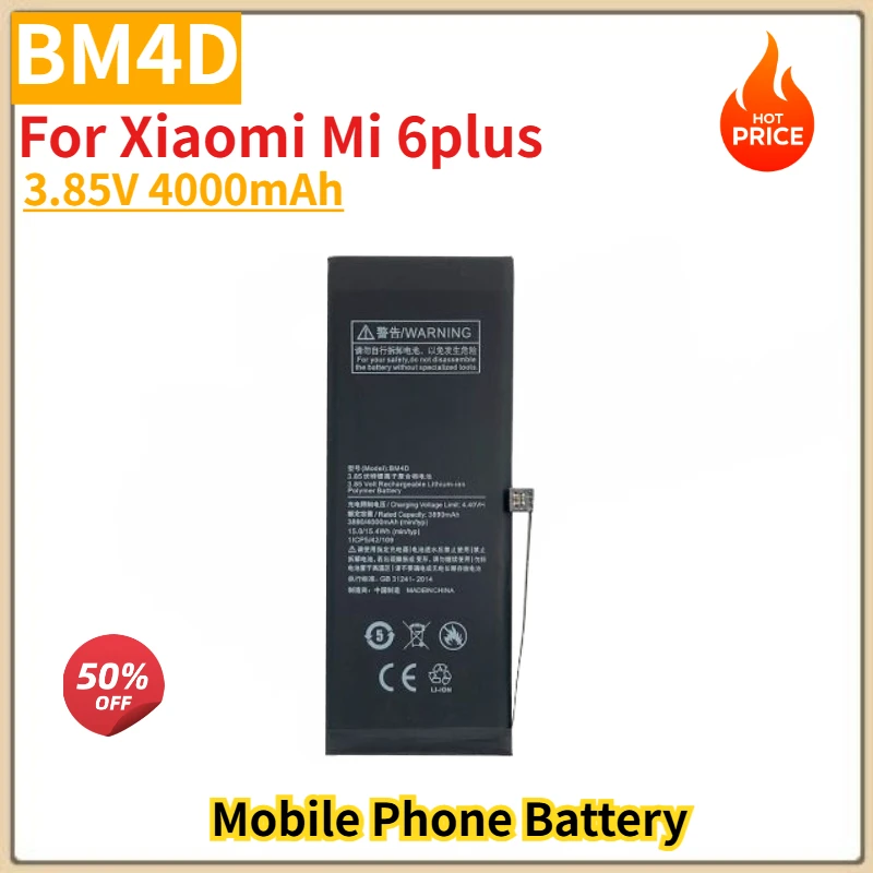 

BM4D High Quality Phone Battery 3.85V 4000mAh for Xiaomi Mi 6plus Brand New Replacement Battery