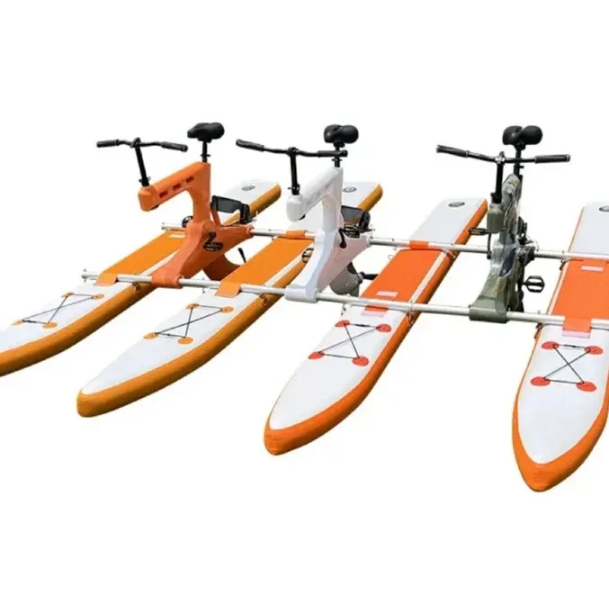 Lake Folding Bicycle Inflatable Floating Waterbike Pedal Boats For Multiplayer