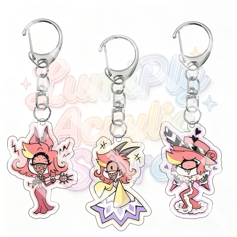 Anime Hazbin Hotel Niffty Cute Acrylic Keychain Cartoon Cute Backpack Accessory Q Version Character Bag Pendant Decoration Gifts