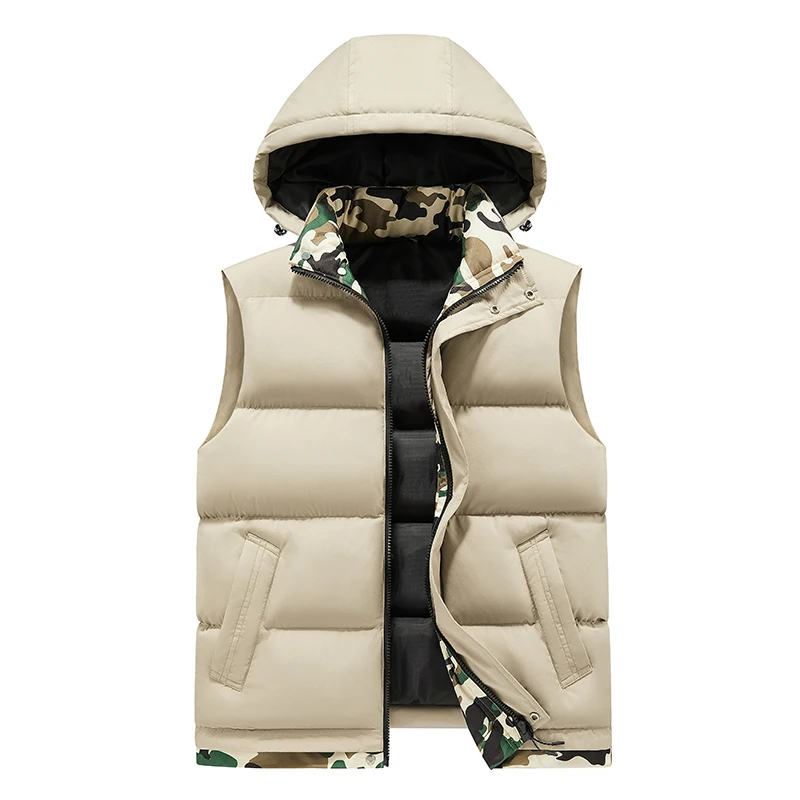 

Winter Outdoor Fashion Trendy Warm Cotton Tank Top High Quality Sports Fitness Running Hat Thickened Sleeveless Men's Vest