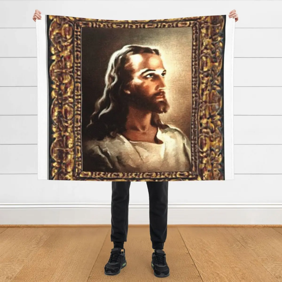

WARNER SALLMAN'S JESUS FRAMED Throw Blanket for babies Weighted For Baby Kid'S Blankets