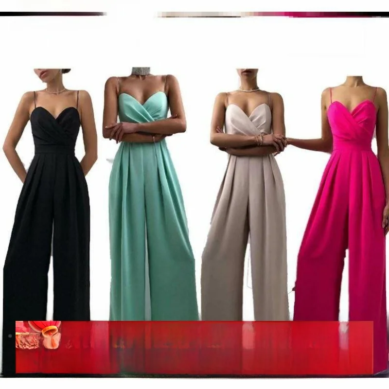 

Street Sle Wide Leg Jumpsuit Low Waist Long Pants Floor Length Casual Women's Suit Spring Summer Faion