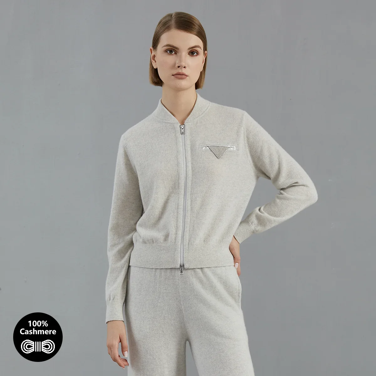 

Pop BC847 High Quality Luxury Women's Clothing 100% Cashmere Knit Sweater Zip Cardigan