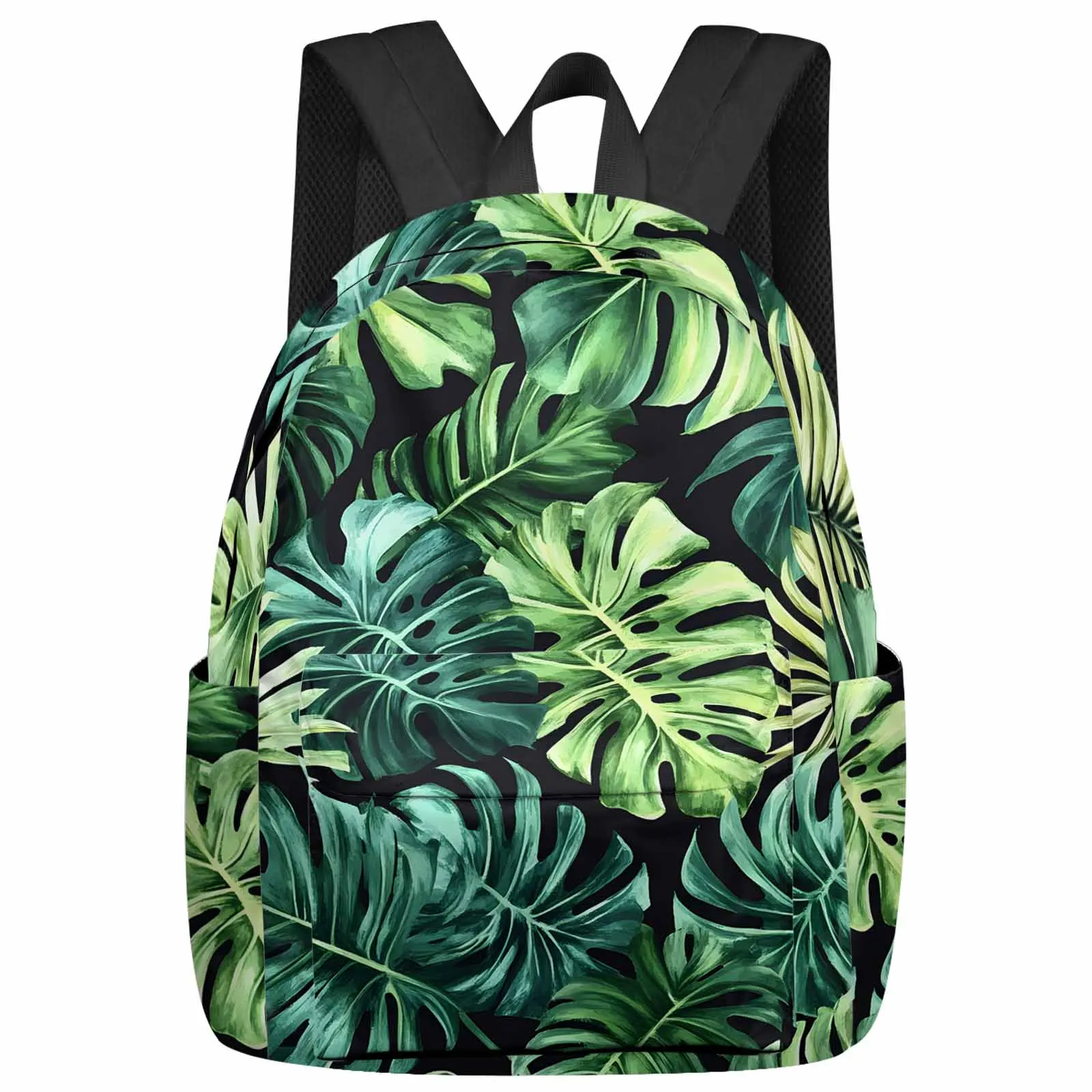 

Black Retro Style Tropical Turtle-backed Plant Backpacks Teenagers Student School Bags Men Women Travel Mochila