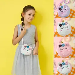 Borsa a tracolla per bambini Portamonete in peluche con unicorno Cartoon Borsa a tracolla con fiore per ragazza carina Borsa a tracolla portatile da cento