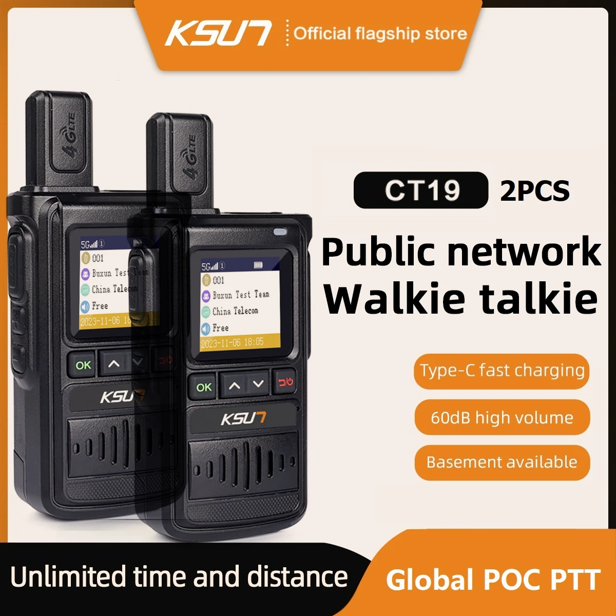 

Long Range 4G PoC Walkie Talkie Global Unlimited Distance Two Way Radio PTT Portable Communication Device for Security Team