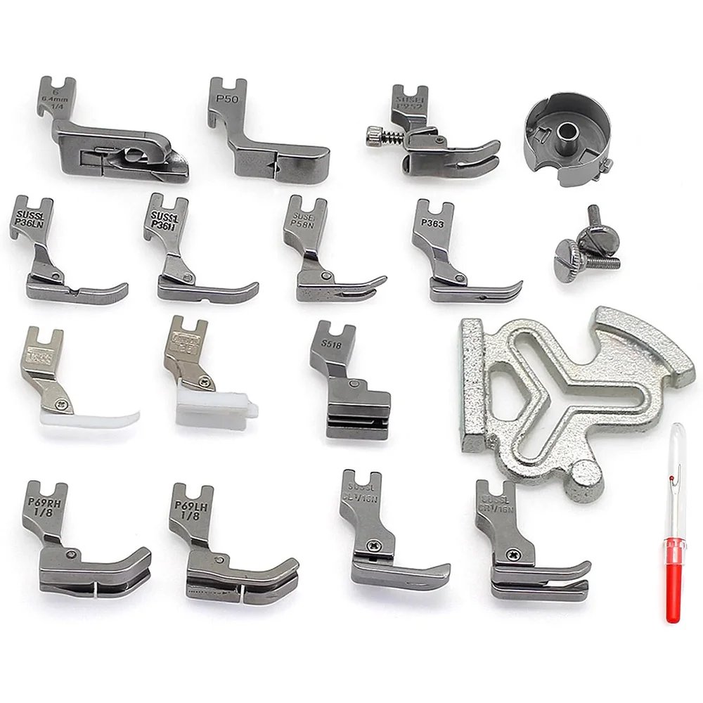 

19 PCS/Set Presser Foot Set and Bobbin Case Seam Guide with Screws fit for Singer Brother Industrial Sewing Machine Accessories
