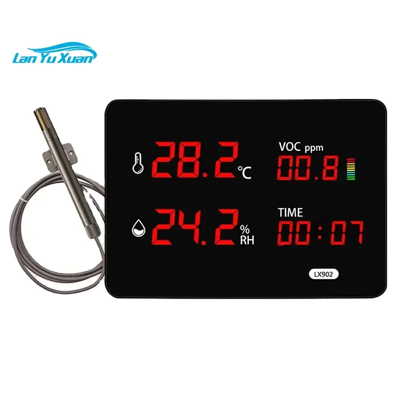 

Large Screen Display Digital C/F Conversion Indoor Temperature Hygrometer With External High Temperature Probe