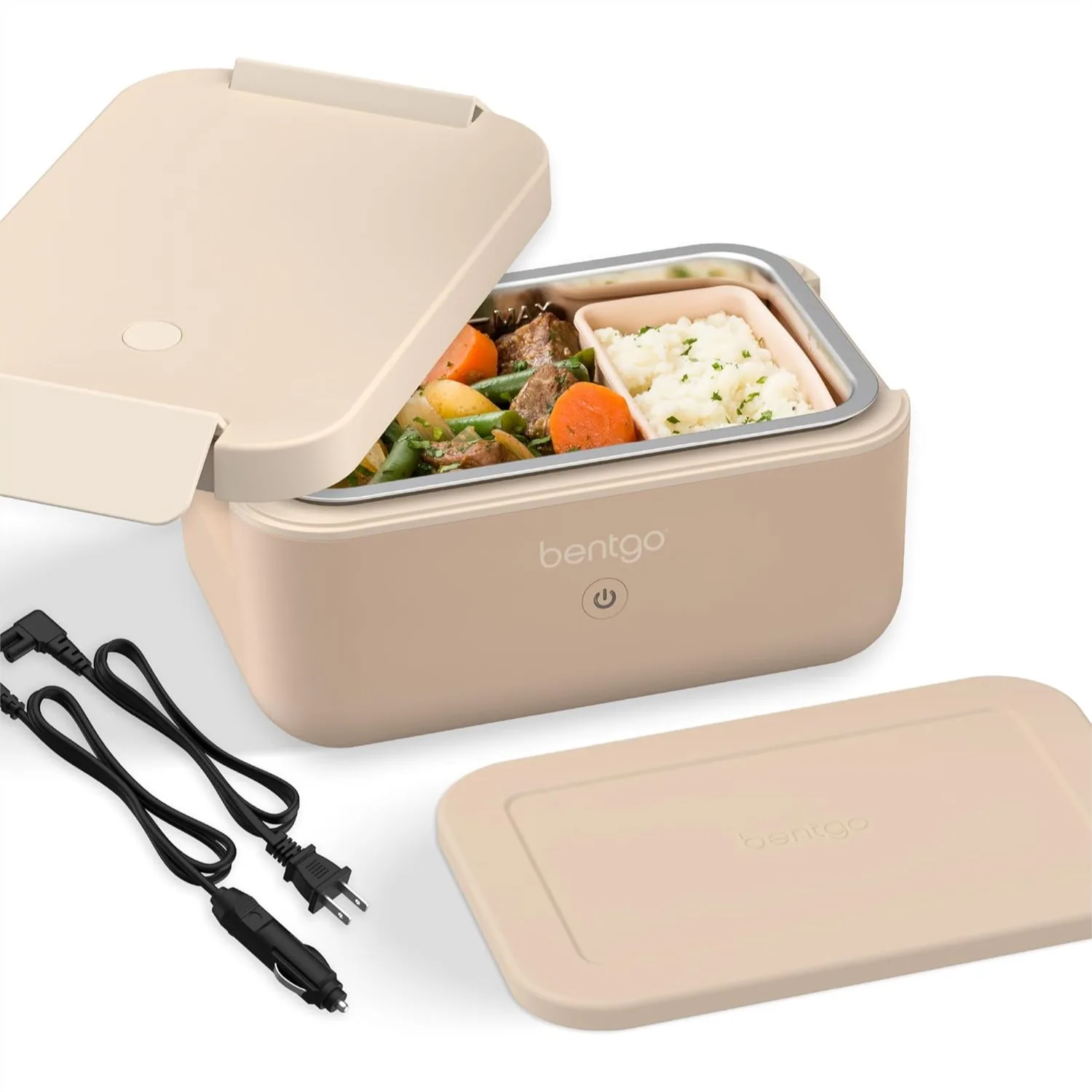 Electric Lunch Box for Adults, Portable Food Warmer for Work Travel, Heats in 45+ Min, 12V/24V & 120V Cords
