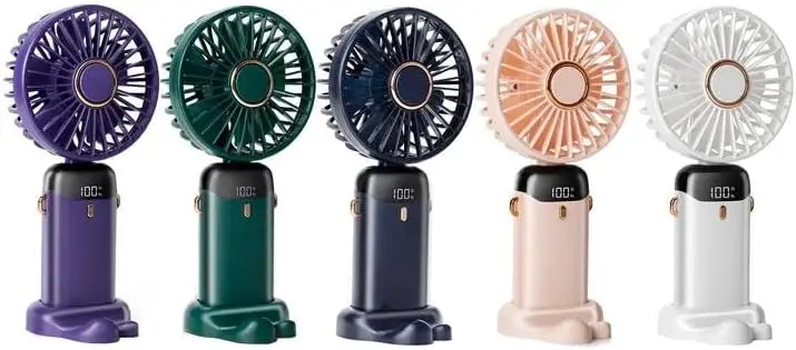 

5 PCS Portable Handheld Fan, 12-Hour Battery, Foldable Design, 5 Speeds, Multi-Use Mini Fans in Purple, Green, Pink, Blue, White