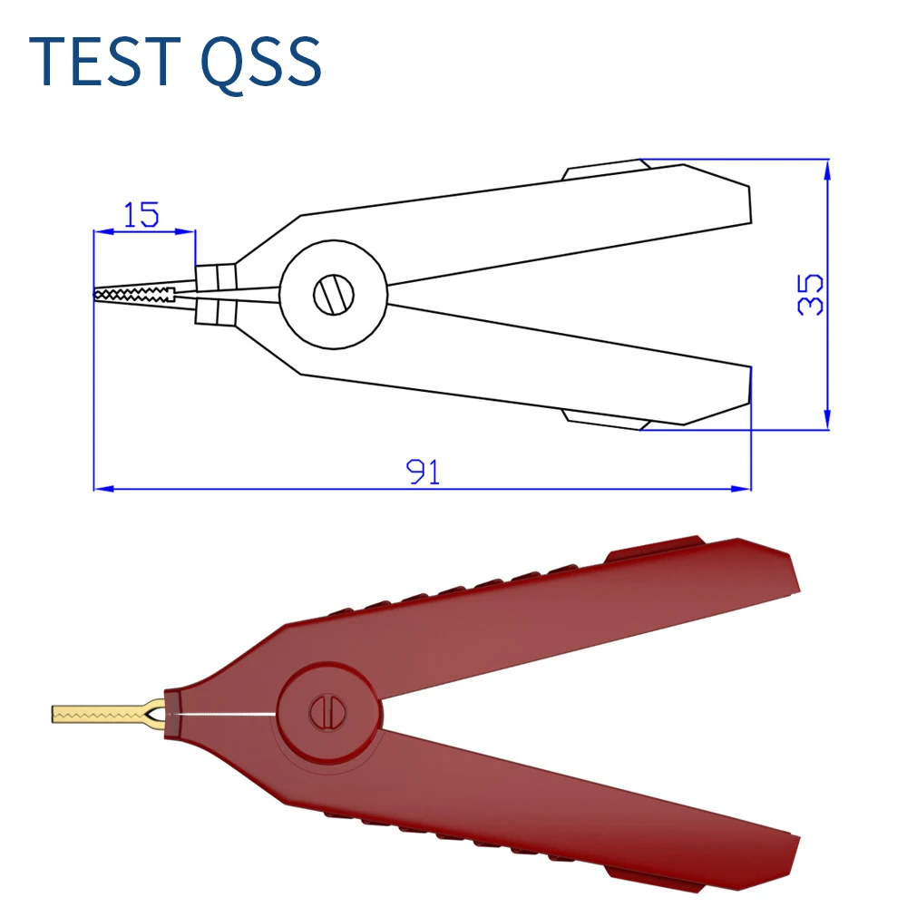 QSS Kelvin 91mm Clip a coccodrillo Clip di prova LCR in rame placcato oro SMD LCR metallo a bassa resistenza per strumento di precisione Q.60035