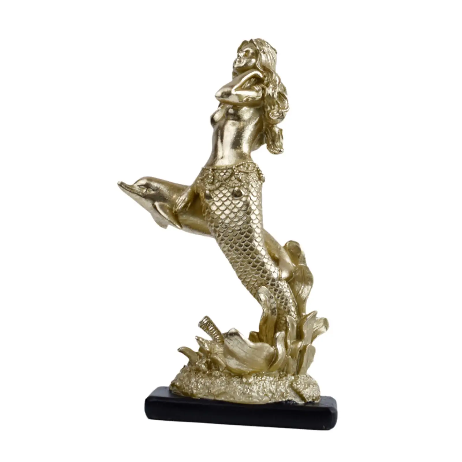 Mermaid Statue Sculpture Creative Gift Craft Centerpiece Tabletop Ornament Resin Figurine for Office Bedroom Living Room Home