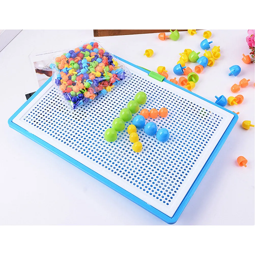 

296Pcs Mushroom Nail Pegboard Puzzle Set Bright Colors Smooth Round Plastic Pegs for Kids Creativity Development Eye-Hand