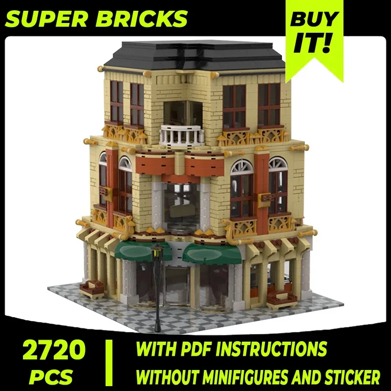 

Moc Building Blocks Modular Street View Luxury Hotel Technical Bricks DIY Assembly Construction Toys For Childr Holiday Gifts