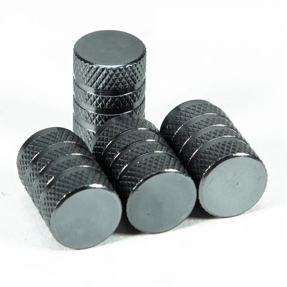 4Pcs Knurling Style Tire Valve Cap Aluminum Silver Car Tire Valve Stems Cap Tire Wheel Stem Air Valve Cap