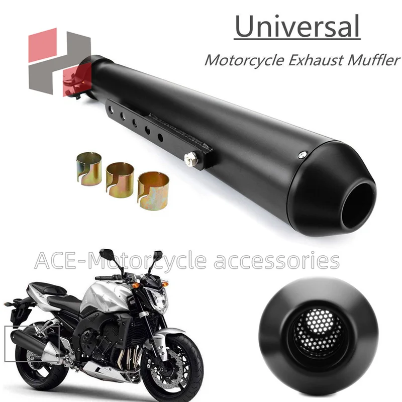 Universal Motorcycle Motorbike Exhaust Muffler Pipe Tip Retro Vintage Rear Pipe Tube For Harley Cafe Racer Adnoh Ahamay Ikuzus