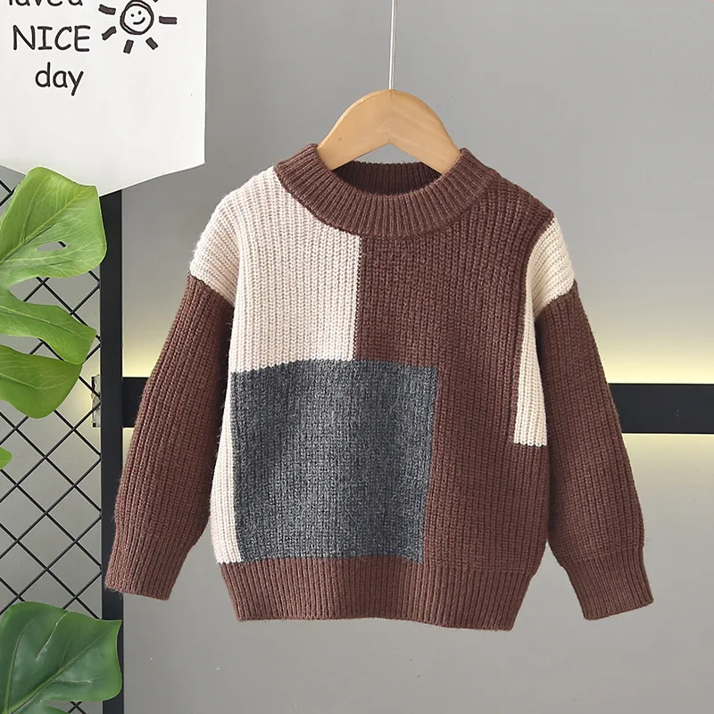 

Boys Sweaters Spring Autumn 2025 Children Woolen Jersey Tops Clothing For Baby Boy Knitted Outerwear Kids Pullover Sweater 5 6Y