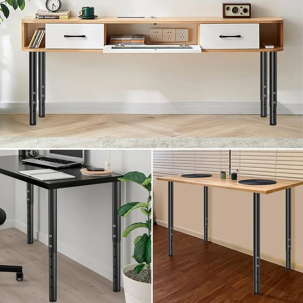 Verstellbare Tischbeine aus Metall, 21 bis 36 Zoll, Schreibtischbeine für das Heimbüro, DIY-Möbelbein-Set, geeignet für Computertische und