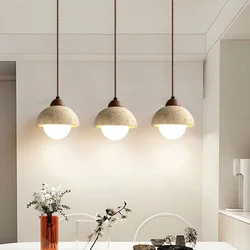 Modern Light Natural Stone Pendant Lamp Stone Chandelier Luxury Simple Wabi Sabi Design Home Decor Led Pendent Lamp