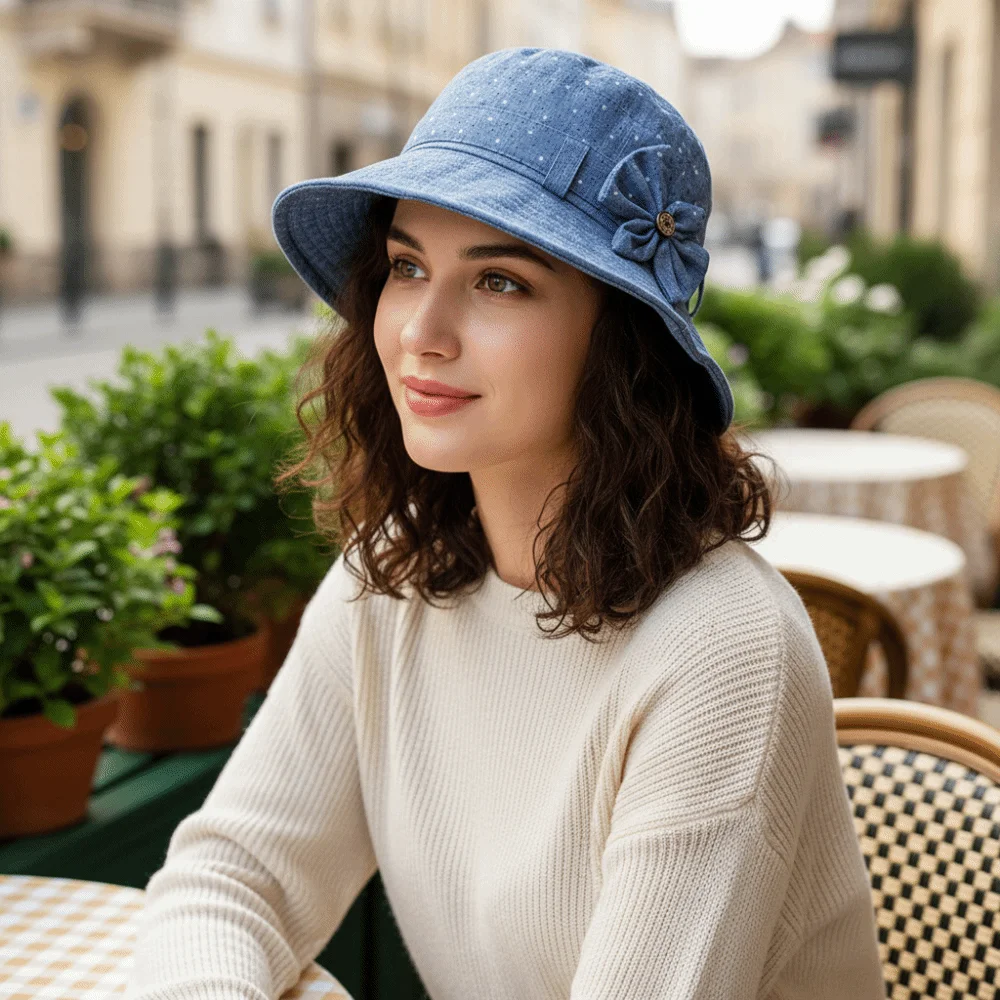 chapeu-de-pescador-com-aba-larga-e-laco-material-de-tecido-chapeu-bucket-fino-com-design-versatil-bone-de-aba-grande-para-idosos-uso-em-jardim