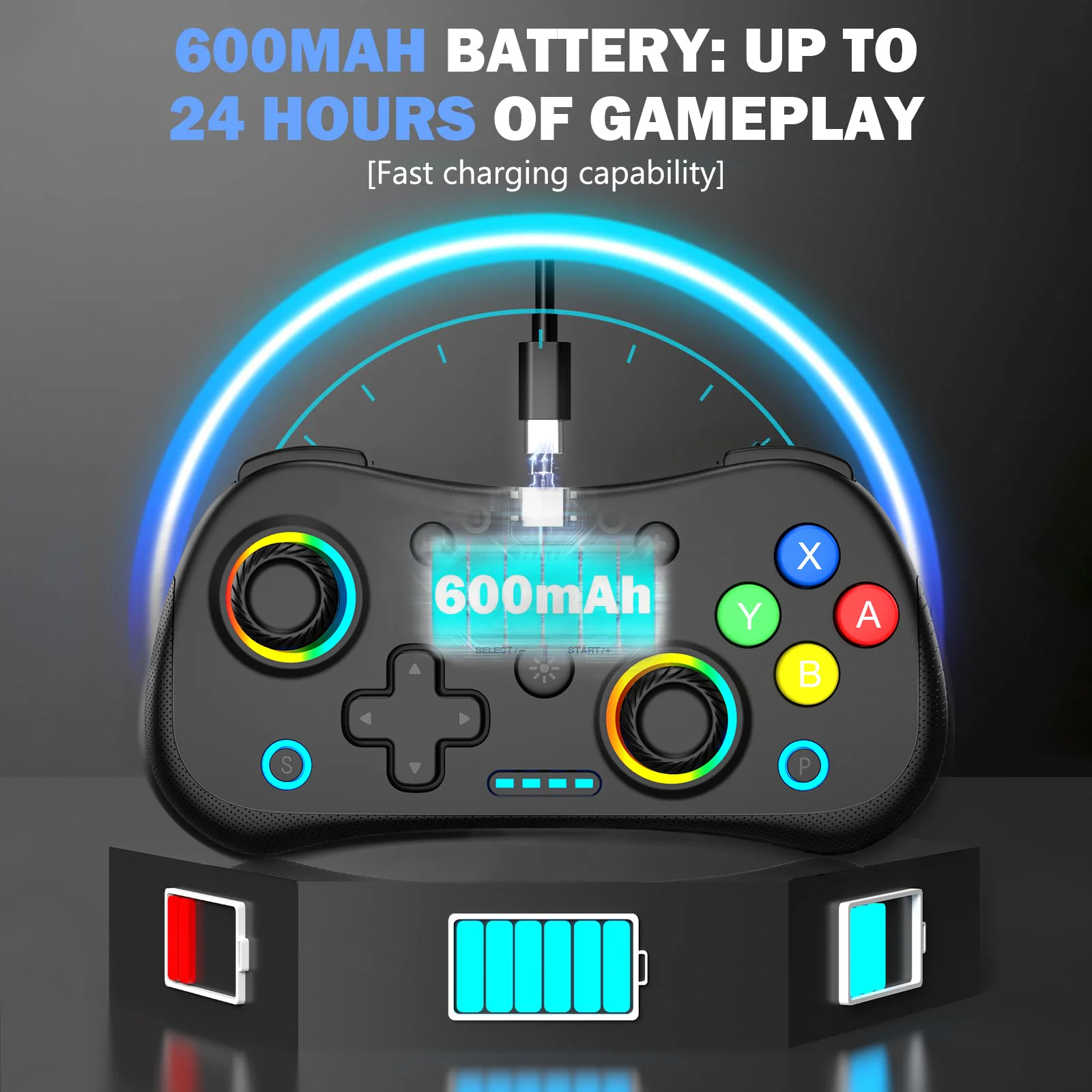 

Портативный светящийся мини-контроллер, поддерживающий Switch, ПК и мобильные устройства для игр.