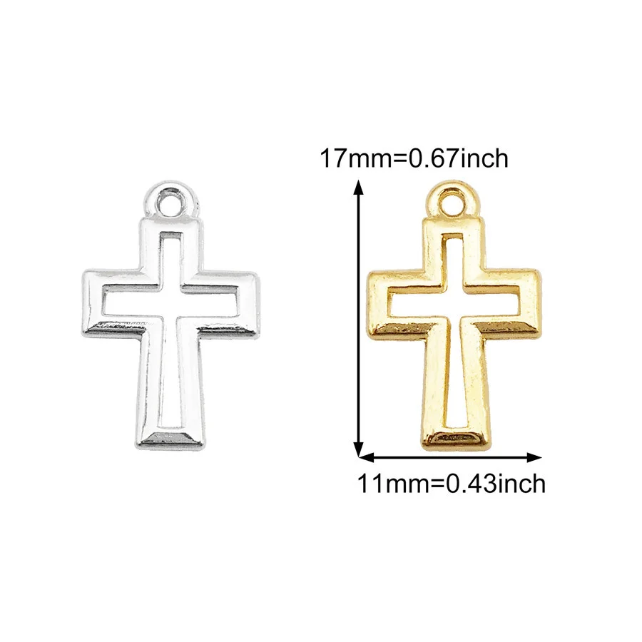 50PCS 11*17mm Alloy Small Hollow Cross Charms Necklace Pendant Jewelry Making Handmade Bracelet Earings Decor Crafts Accessory