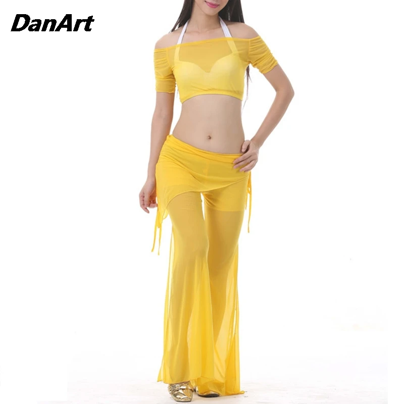 

2Pcs Belly Dance Costumes Set Women Off Shoulder Top+Waist Skirt Pants Set Goddess Clothing Oriental Bellydance Indian Dance