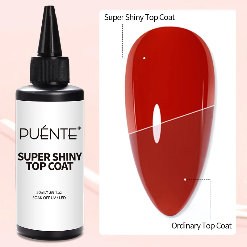 PUENTE 2개/세트 50ML 9-in-1 에이스 젤 슈퍼 샤이니 탑 코트 젤 네일 폴리쉬 셀프 레벨링 익스텐션 네일 젤 소크 오프 UV 바니쉬