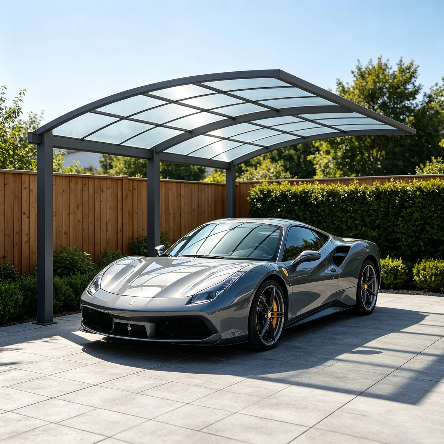 Rustproof Aluminium Carport Garage,Transparent Polycarbonate Roof,Weather Resistant Single Carport,Spacious Shelter for Home