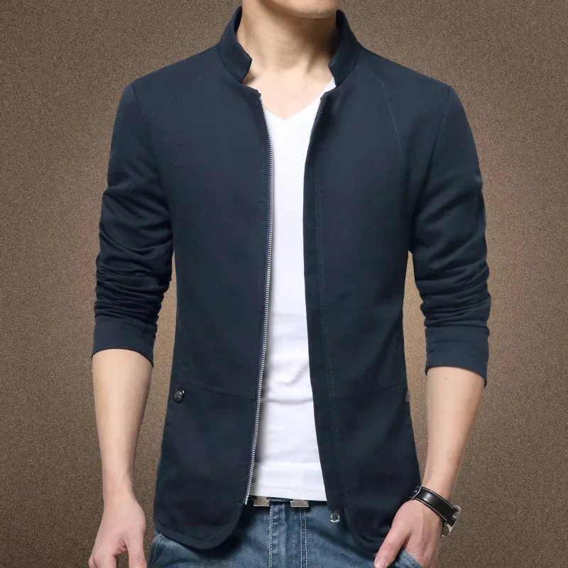 Spring and Autumn New Fashion Large Men\'s Standing Neck Jacket Korean Fit Coat S-5XL