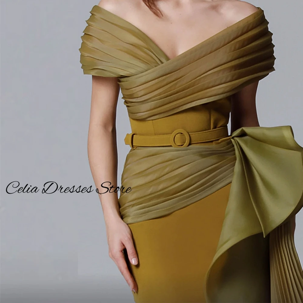 Mermaid Jersey and Organza Evening Dress Customized Off the Shoulder Homecoming Dresses Luxury Belt Formal Occasion Gowns
