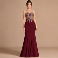 BABYONLINE Women's Lace Applique Long Formal Mermaid Evening Prom Dresses 4