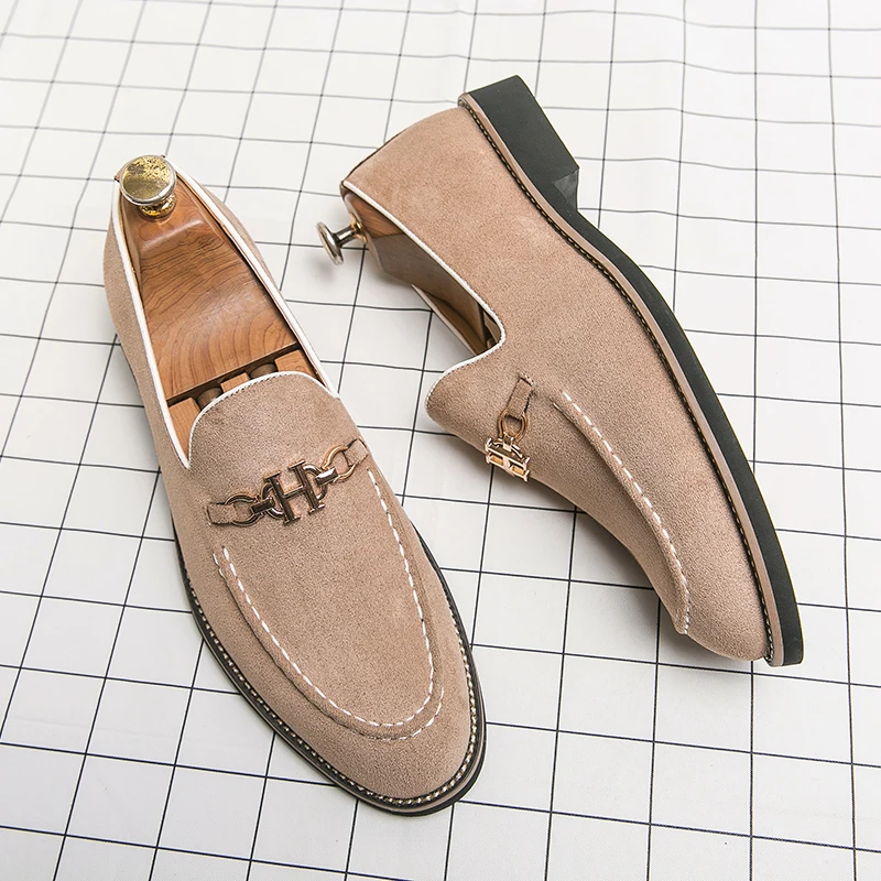 Classic New Style Men\'s Suede Shoes Fashion Men\'s Casual Shoes Soft Soled Men\'s Loafers Business Leather Shoes Big Size:37-47