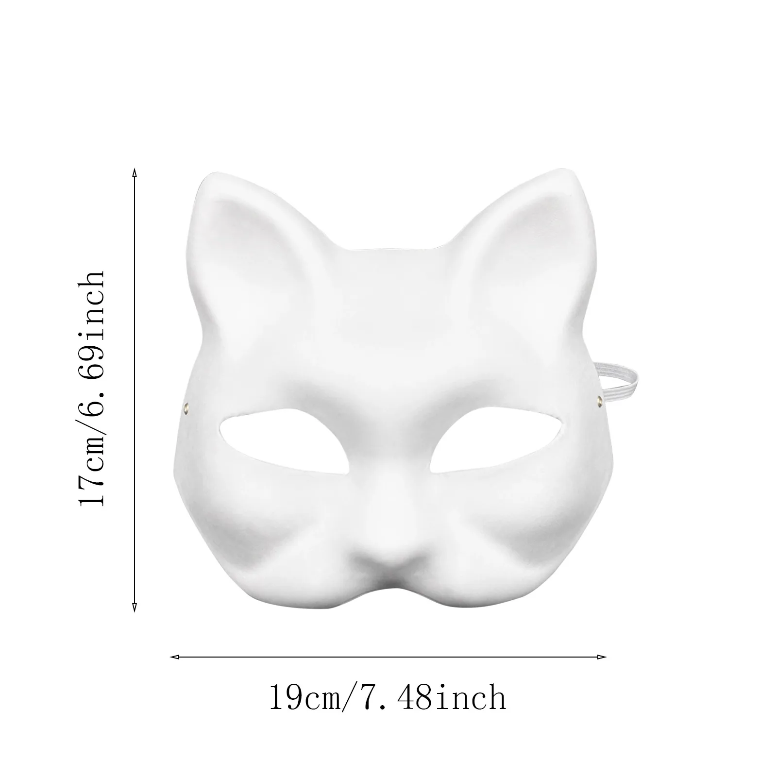 1PCS Therian Masks White Cat Fox Masks Blank DIY Halloween Mask Animal Half Facemasks Masquerade Cosplay Party Props