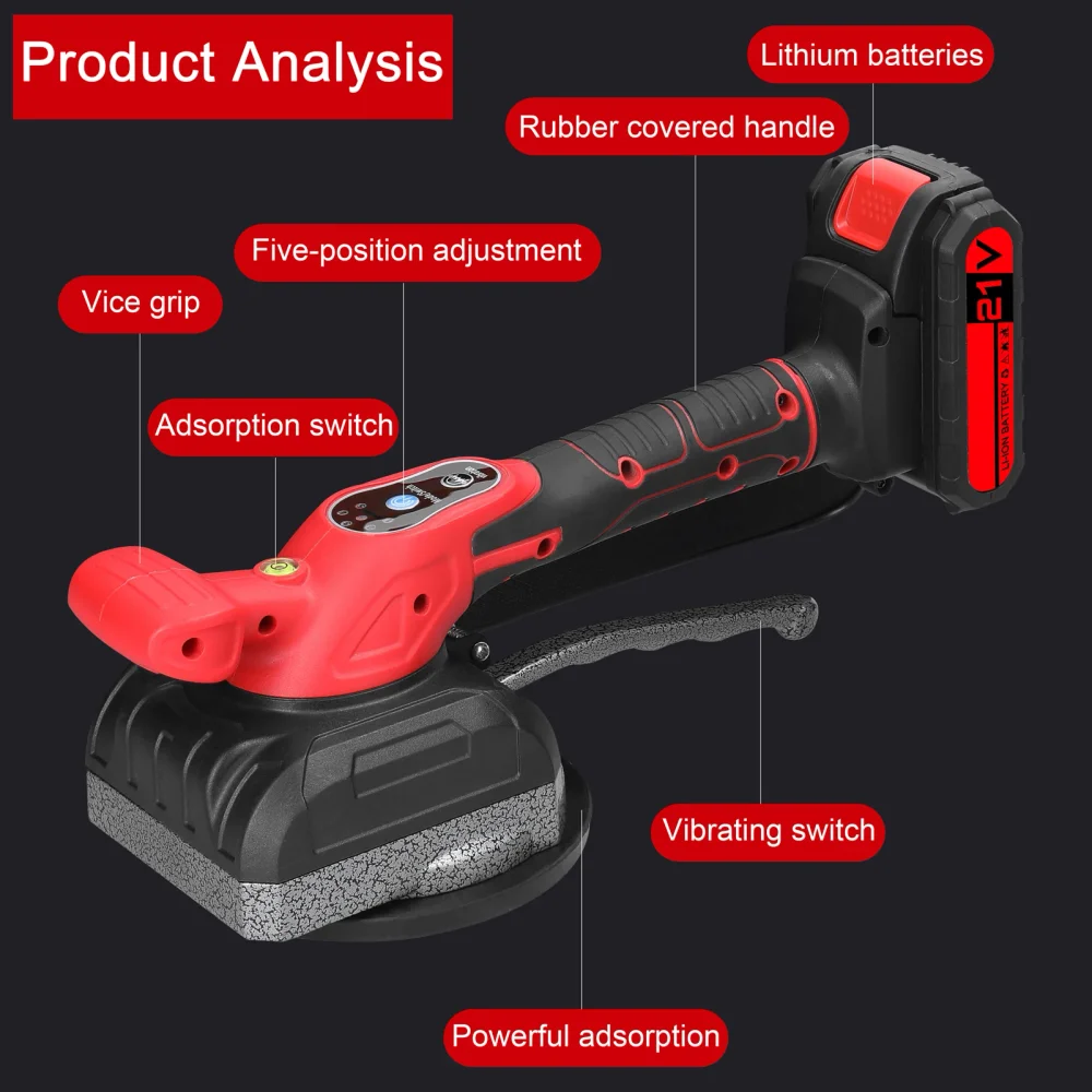 21 В плиточная машина, высокая грузоподъемность, настенная напольная плитка, вибрирующий инструмент, декор, универсальные инструменты, увеличенная присоска