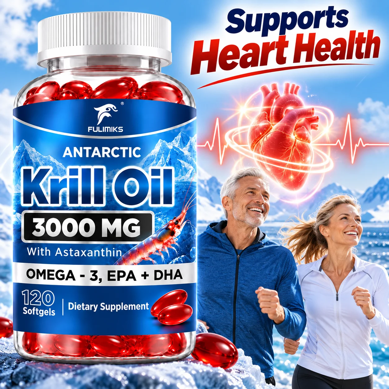 南極クリルオイルサプリメント、オメガ3 EPA DHA & - Krill Oil Supplement のレビューと価格