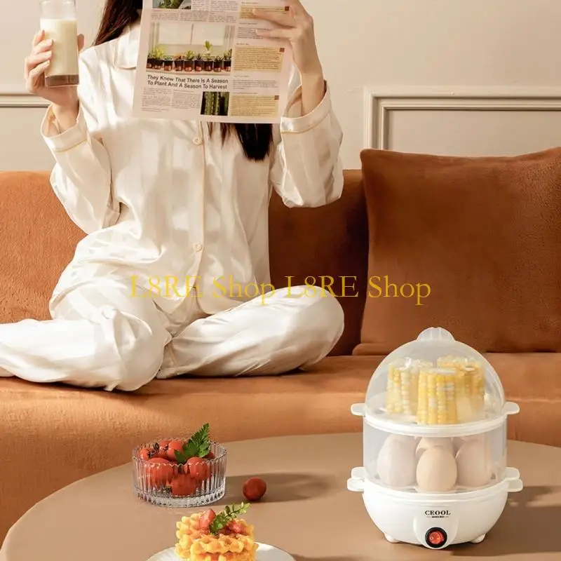 L8RE 계란 요리 기기 이중 레이어 14 계란 트레이 증기 만두 오믈렛 포도처 식기 세척기 안전 전기 알 쿠커