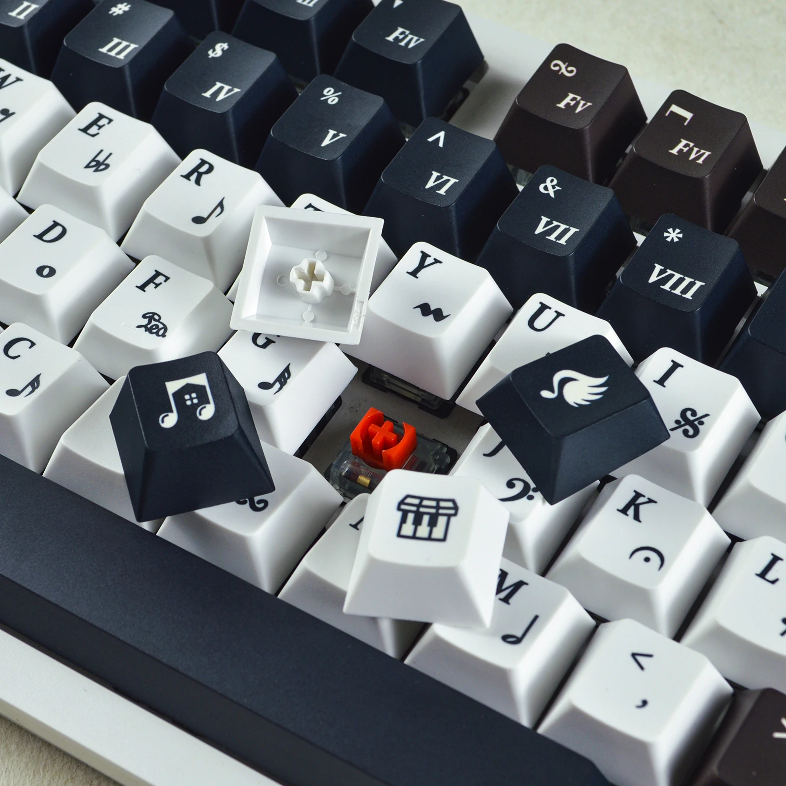 Mechanical Gamer Keyboard Keycaps Piano Stave Pattern PBT 142pcs English Key Cap Set Fit MX Switches 60%70%80%100% PC Keyboard