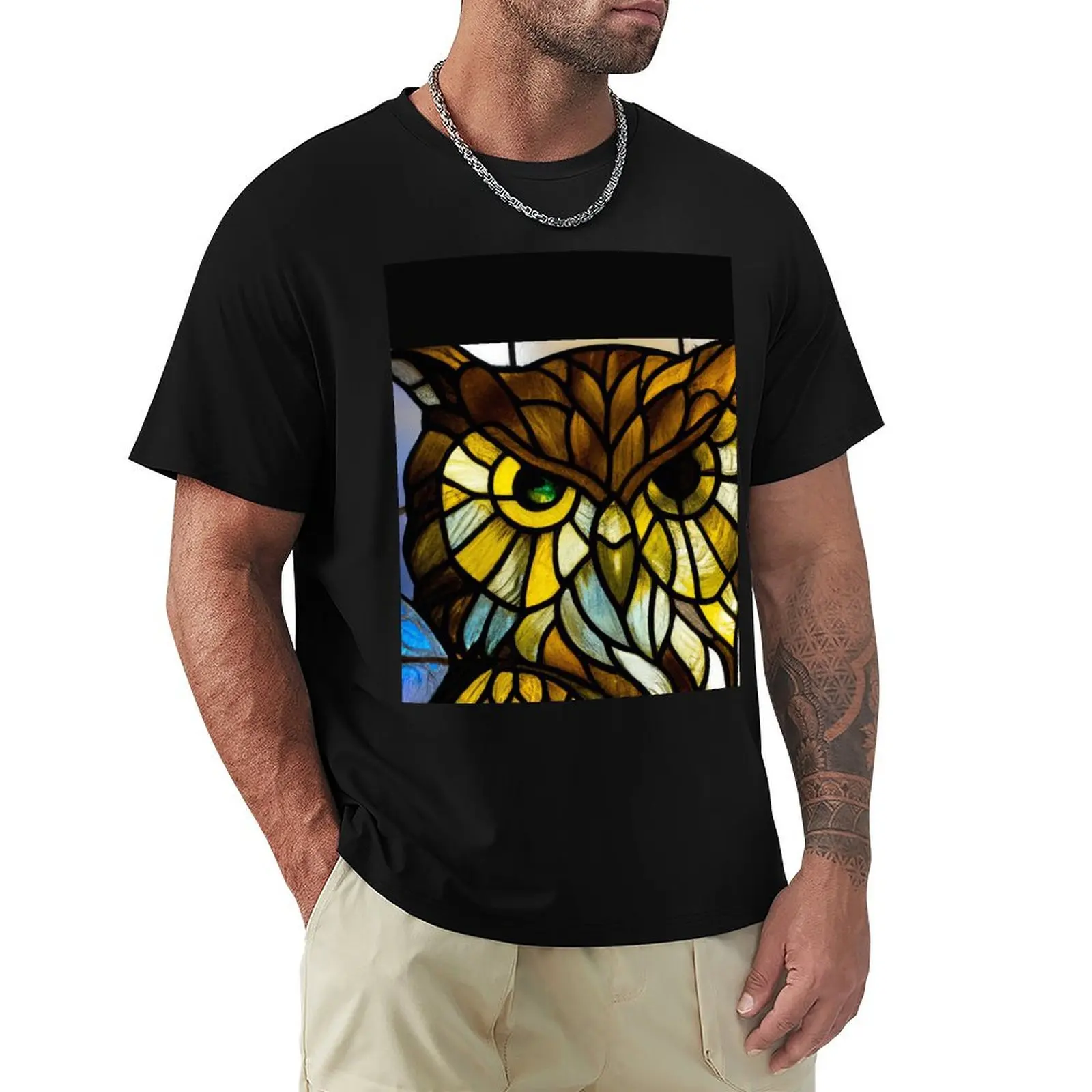 

Stained Glass INTJ Owl T-Shirt valentines boutique clothes summer 2025 oversized t shirts for men