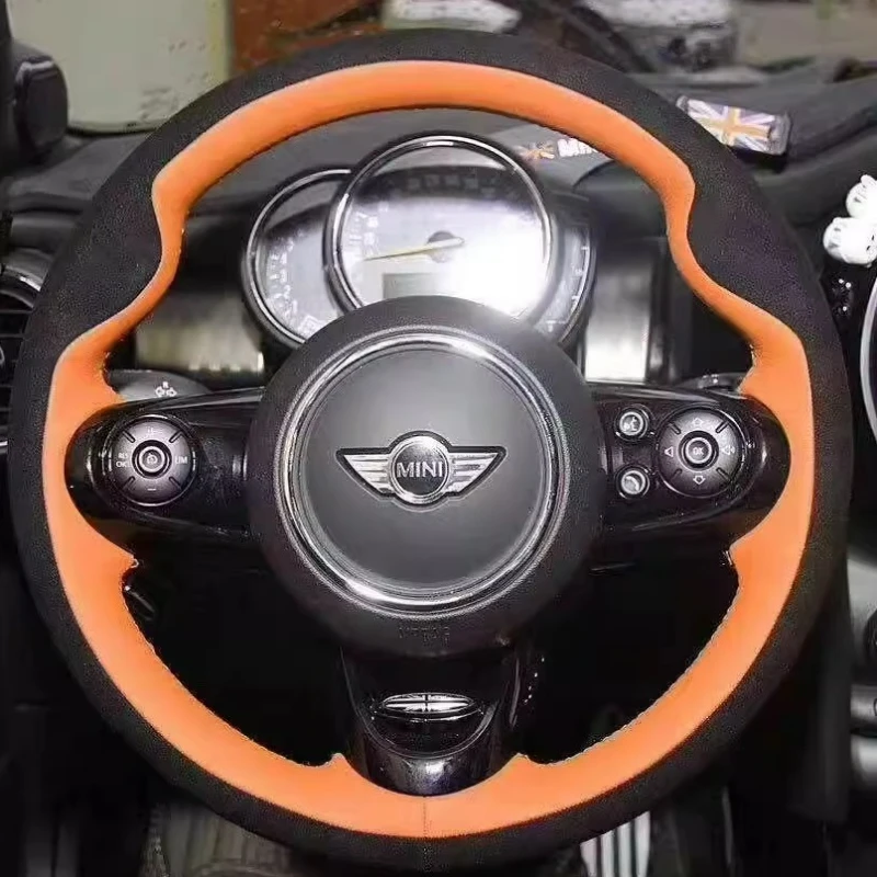 

Для MINI JCW F56 Clubman Convertible Countryman 2014-2020 сшитый вручную нескользящий замшевый чехол на руль из натуральной кожи