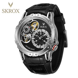 Forsining Doulbe movimento automatico orologi meccanici 30M impermeabile lancette luminose orologio per uomo moda uomo orologio nero