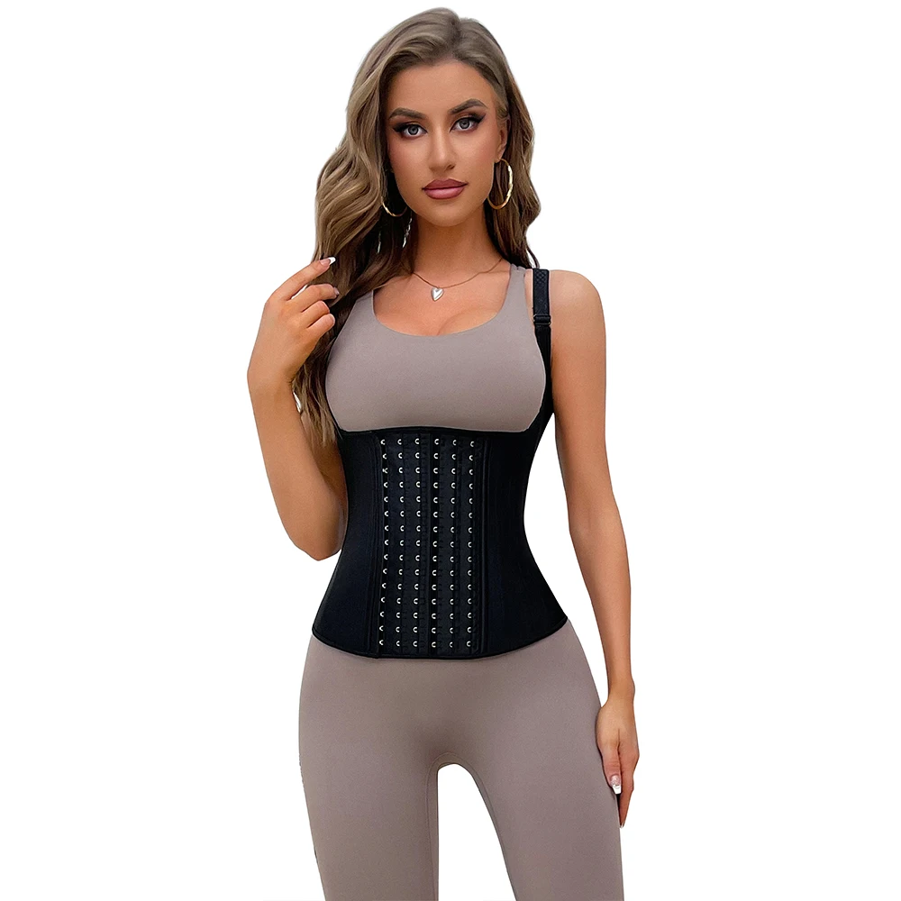 

25 Steel Bones Latex Vest Front 6 Hooks and Eyes Inside Air Hole Waist Trainer Cincher Sport Corset