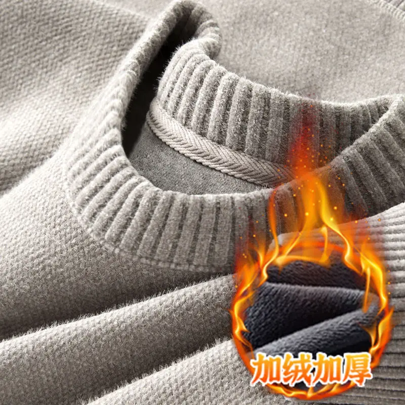 الرجال سترة جديدة ملابس للرجال الشتاء الملابس الدافئة الخريف عادية قميص طويل الأكمام ملابس الشباب تدور قبالة البلوز تريكو #4